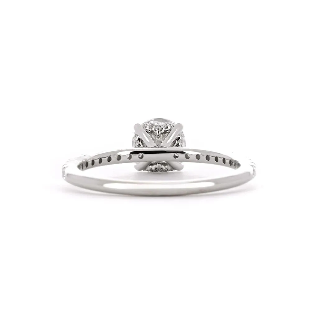 1.06ctw Round Diamond Engagement Ring, Pavê, Hidden Halo - 14K White Gold