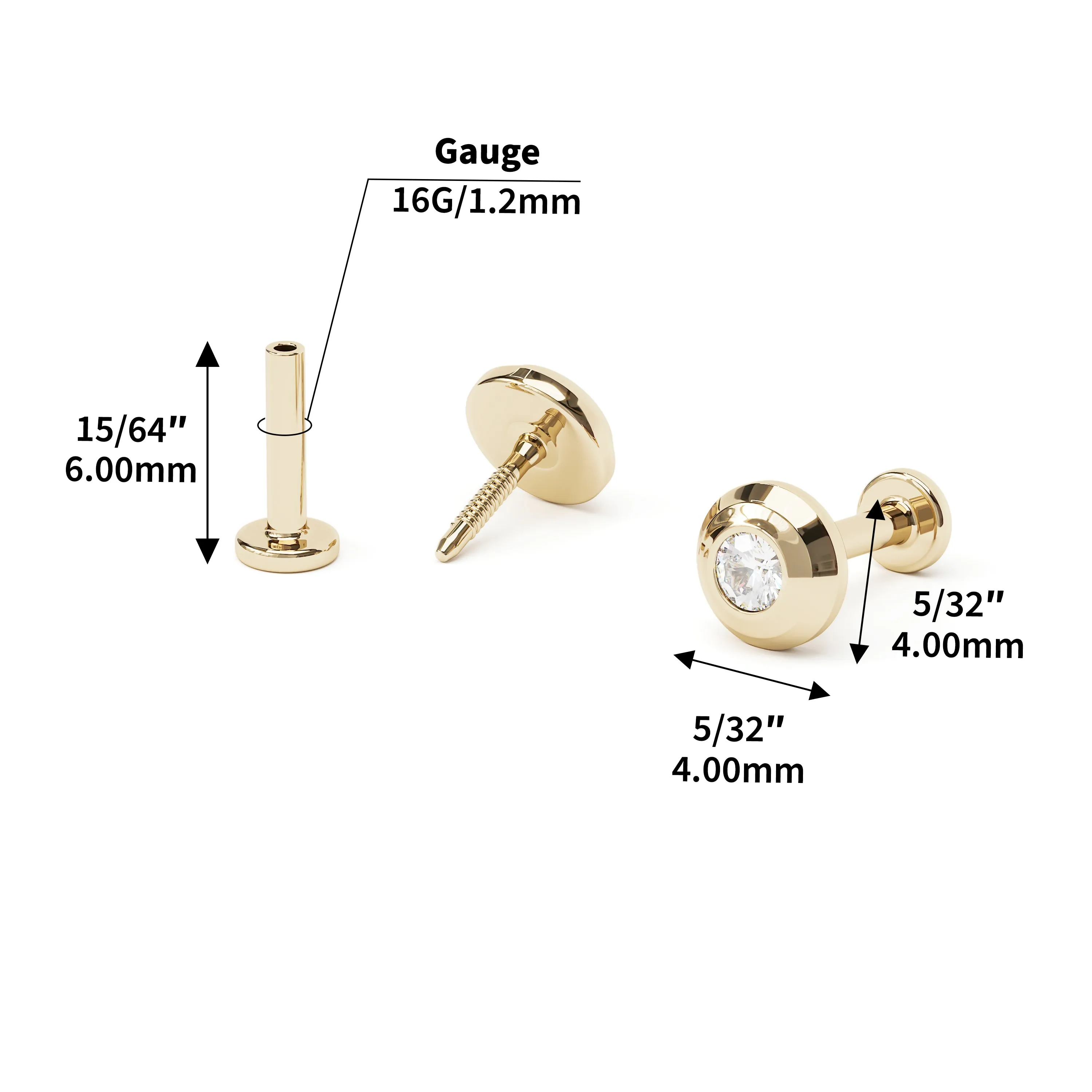 14K Gold 2mm Diamond Solitaire Stud