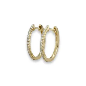 14K Y Gold 0.20ctw Oval Diamond Hoop Earrings