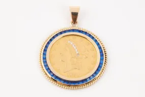 14K Yellow Gold 4.96ctw Blue Stone Bezel Pendant (15.80g.)