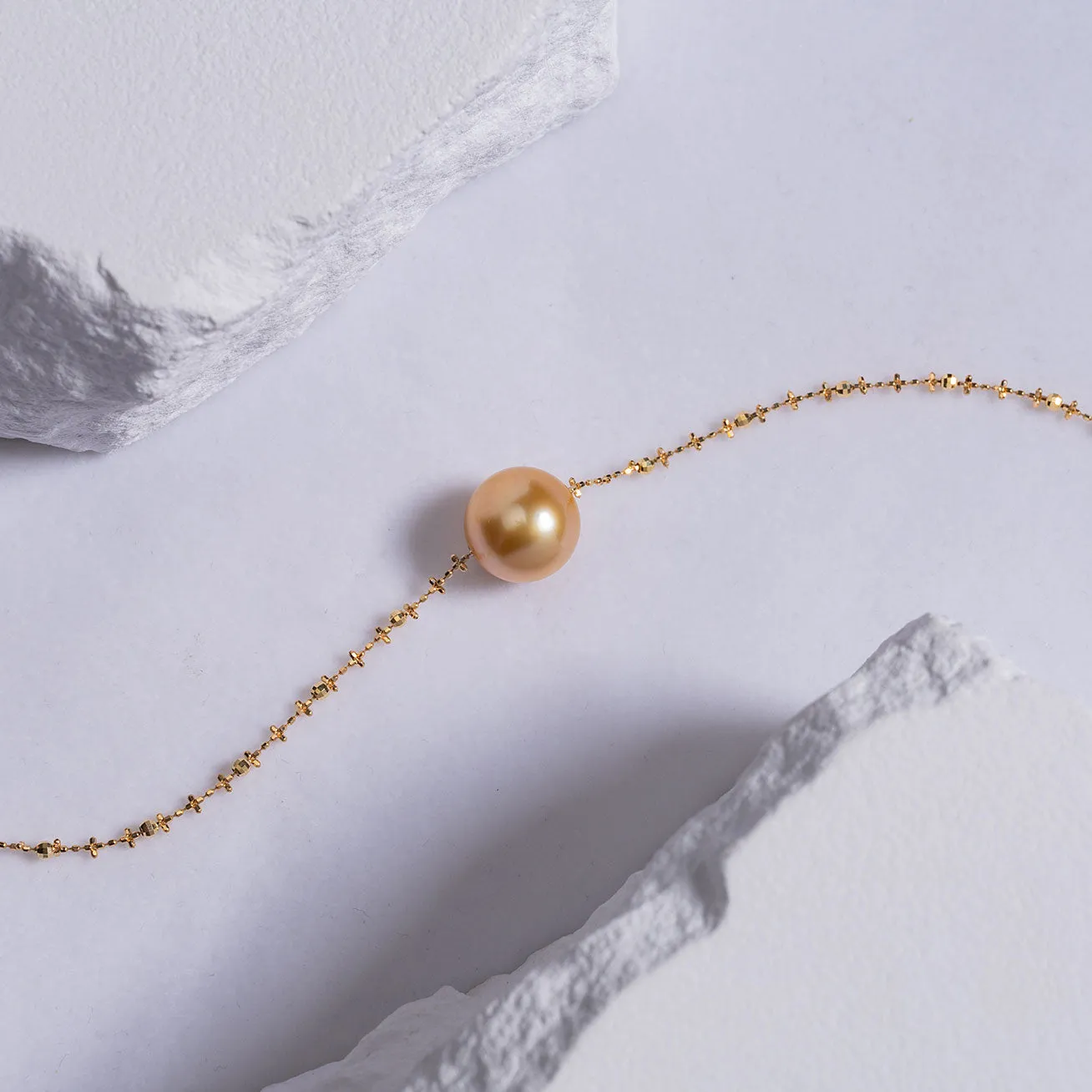 18k Gold South Sea Golden Pearl Necklace KN00126