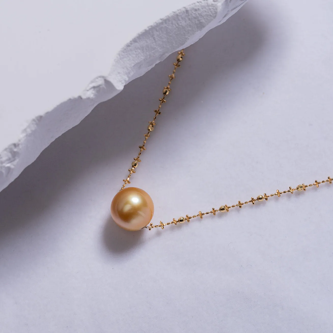 18k Gold South Sea Golden Pearl Necklace KN00126