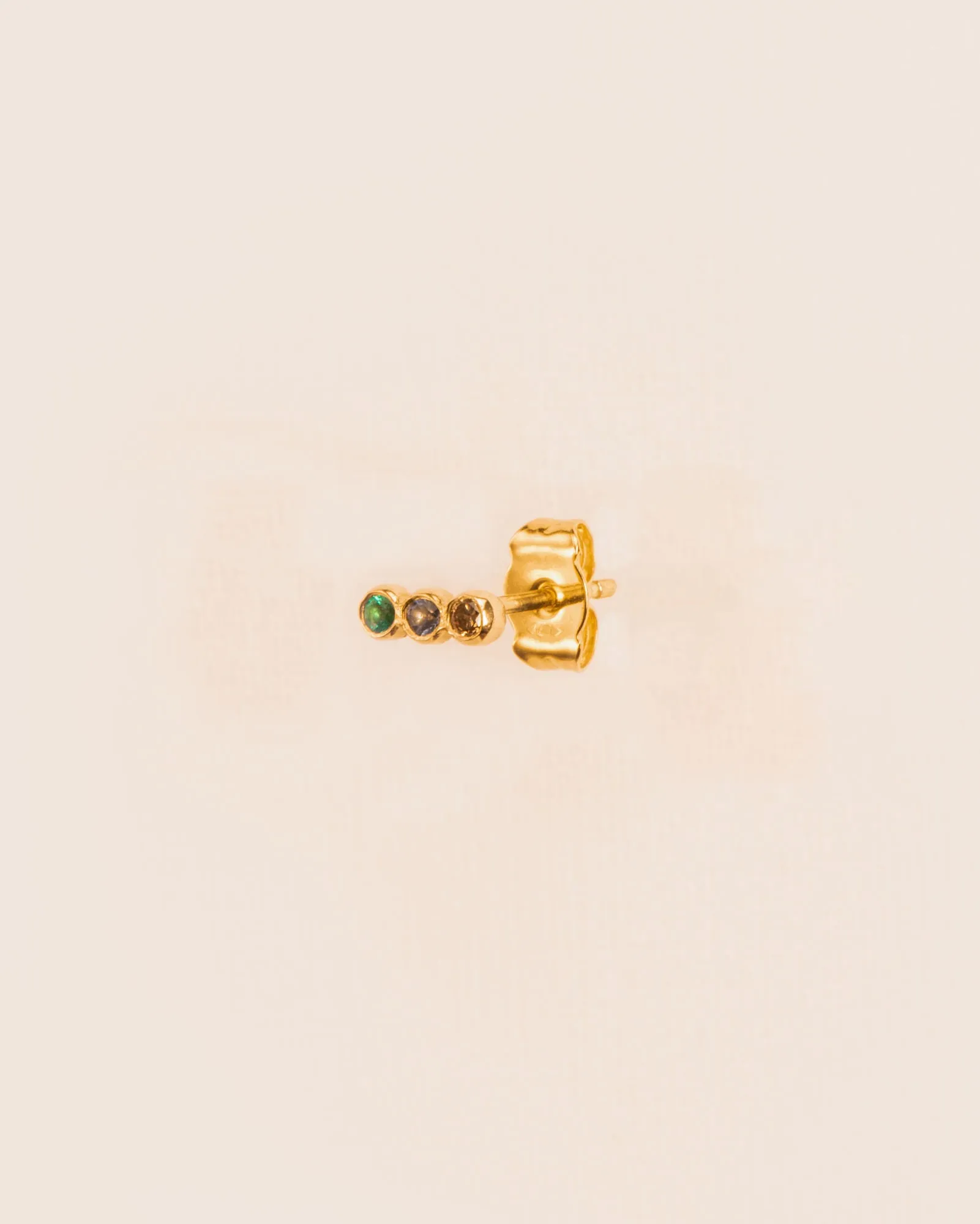 18K Gold Studs w. Diamonds, Tsavorite & Topaz