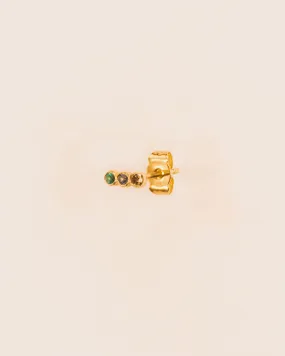 18K Gold Studs w. Diamonds, Tsavorite & Topaz