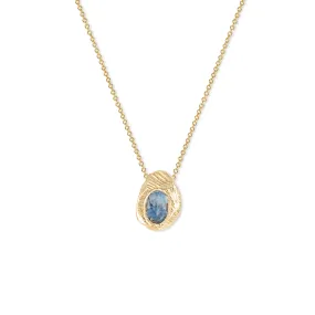 18K Oval Slider Necklace in Denim Blue Sapphire