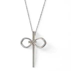 18K White gold diamonds coquette Necklace-12825