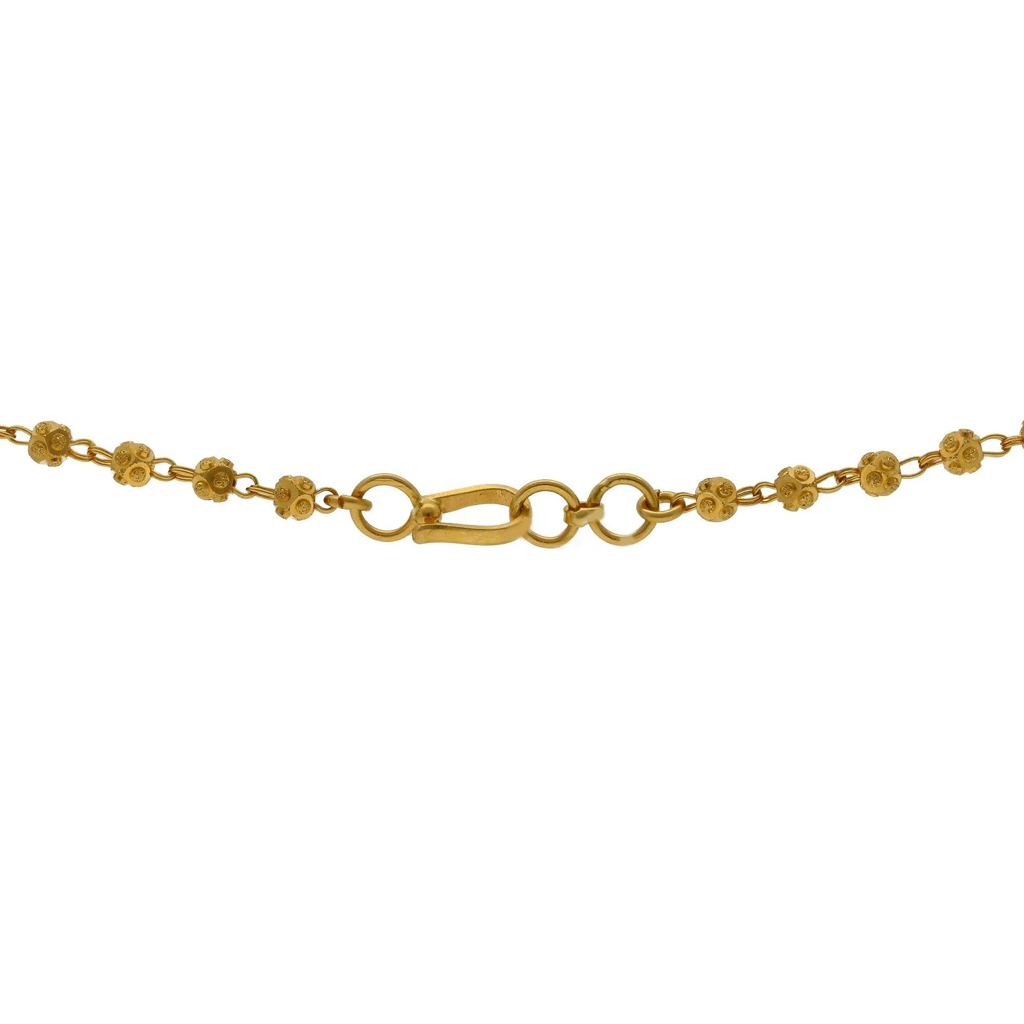 22K Yellow Gold Fancy Chain W/ Ascending Gold Shambala Beads, 13.3 grams