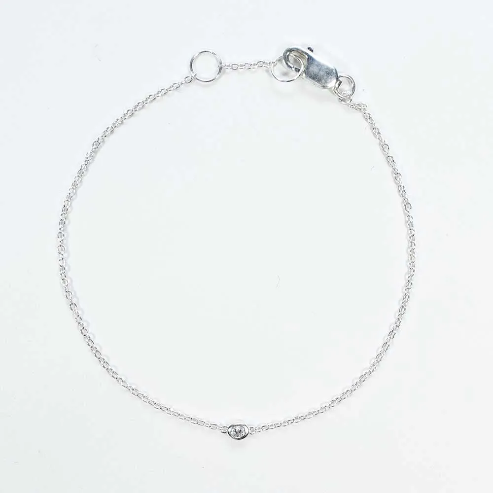 3mm Silver Crystal Solitaire Bracelet