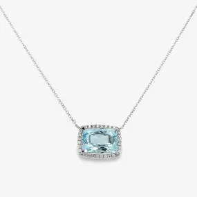 4.66ct Aquamarine & Diamond Halo Necklace