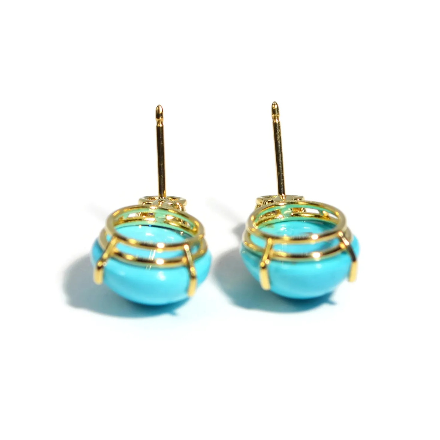 A & Furst - Party - Drop Earrings with Natural Arizona Turquoise and Kyanite, 18k Yellow Gold