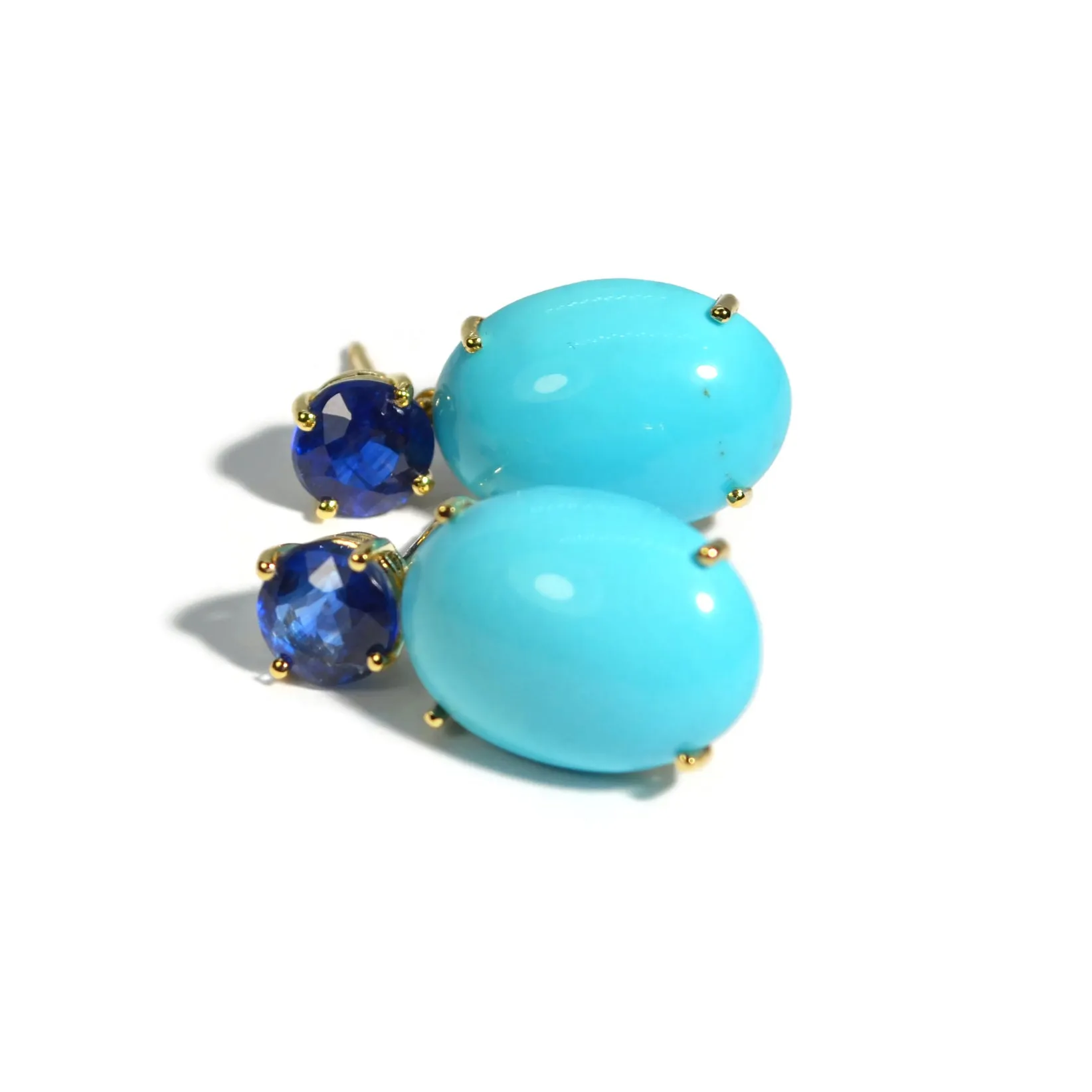 A & Furst - Party - Drop Earrings with Natural Arizona Turquoise and Kyanite, 18k Yellow Gold