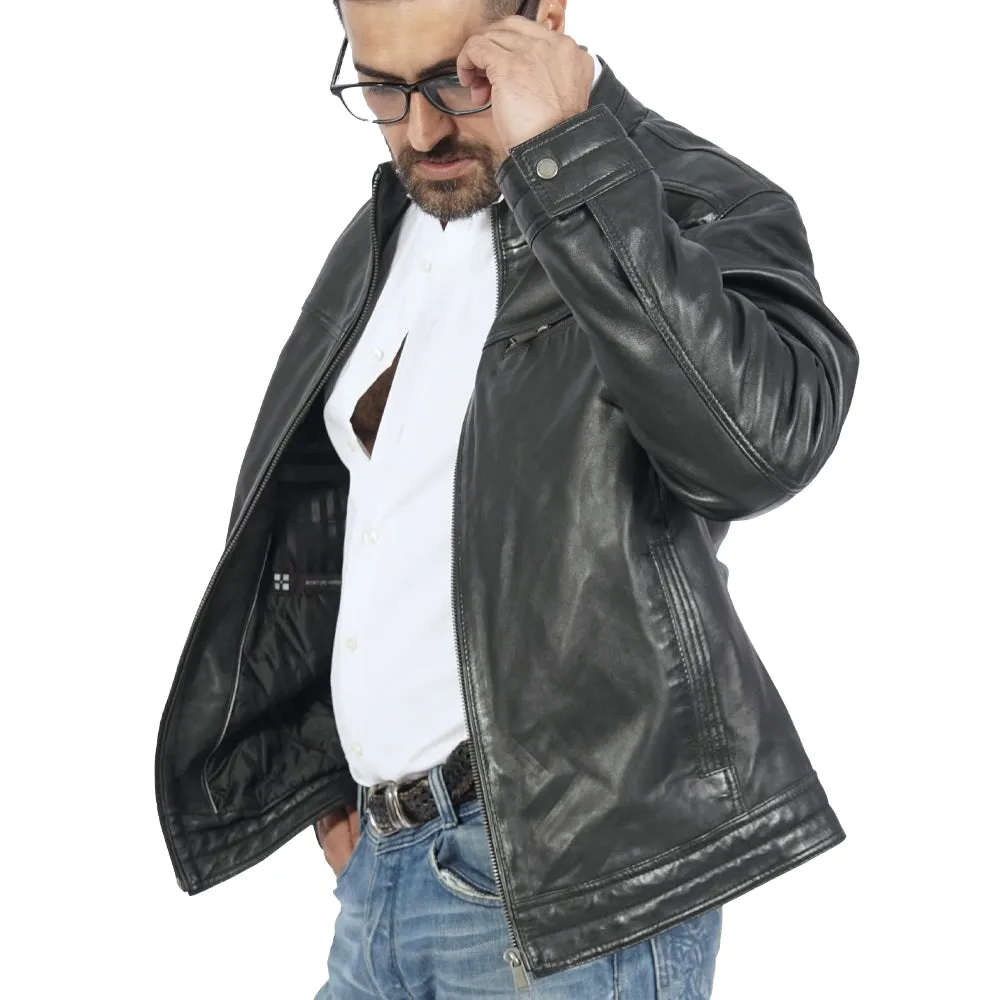 Ace Biker Black Leather Jacket