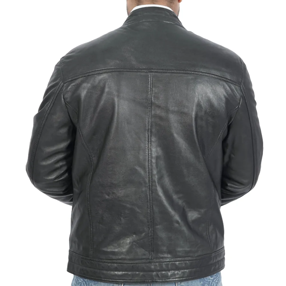 Ace Biker Black Leather Jacket