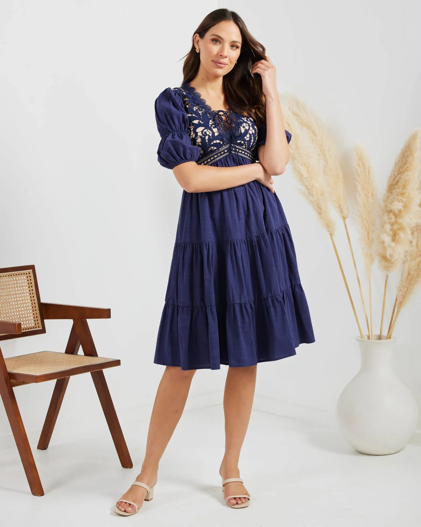 Alma Dress-Navy