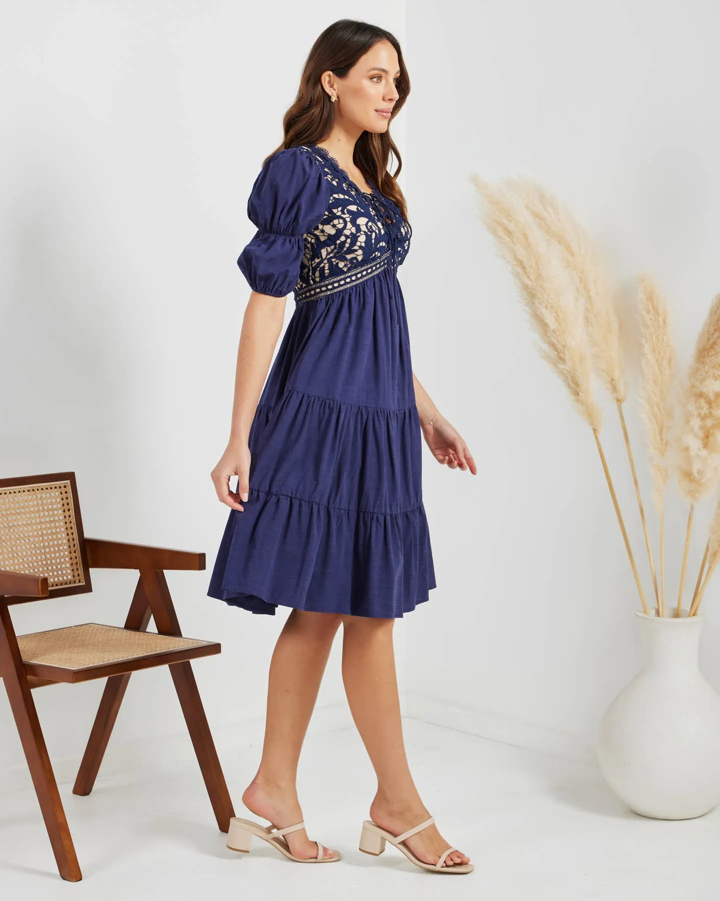 Alma Dress-Navy