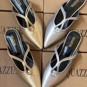 AQ Metallic Shiny  Flat Cut Shoes