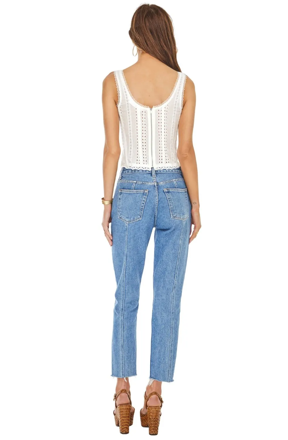 ASTR Macie Eyelet Crop Top