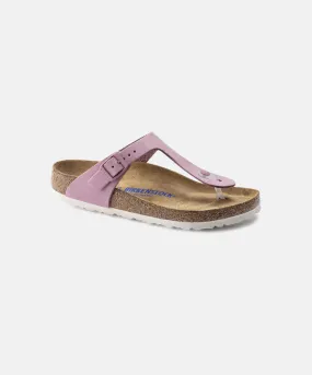 Birkenstock Gizeh Nubuck Leather Orchid Soft Footbed Sandals