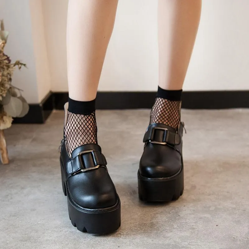 Black Double Straps Dolly Shoes SD02424