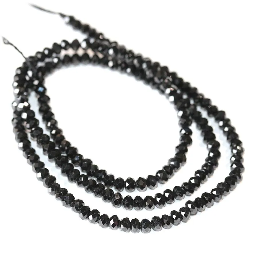 Black Spinel 3mm Diamond Faceted Rondelle - 15-16 Inch