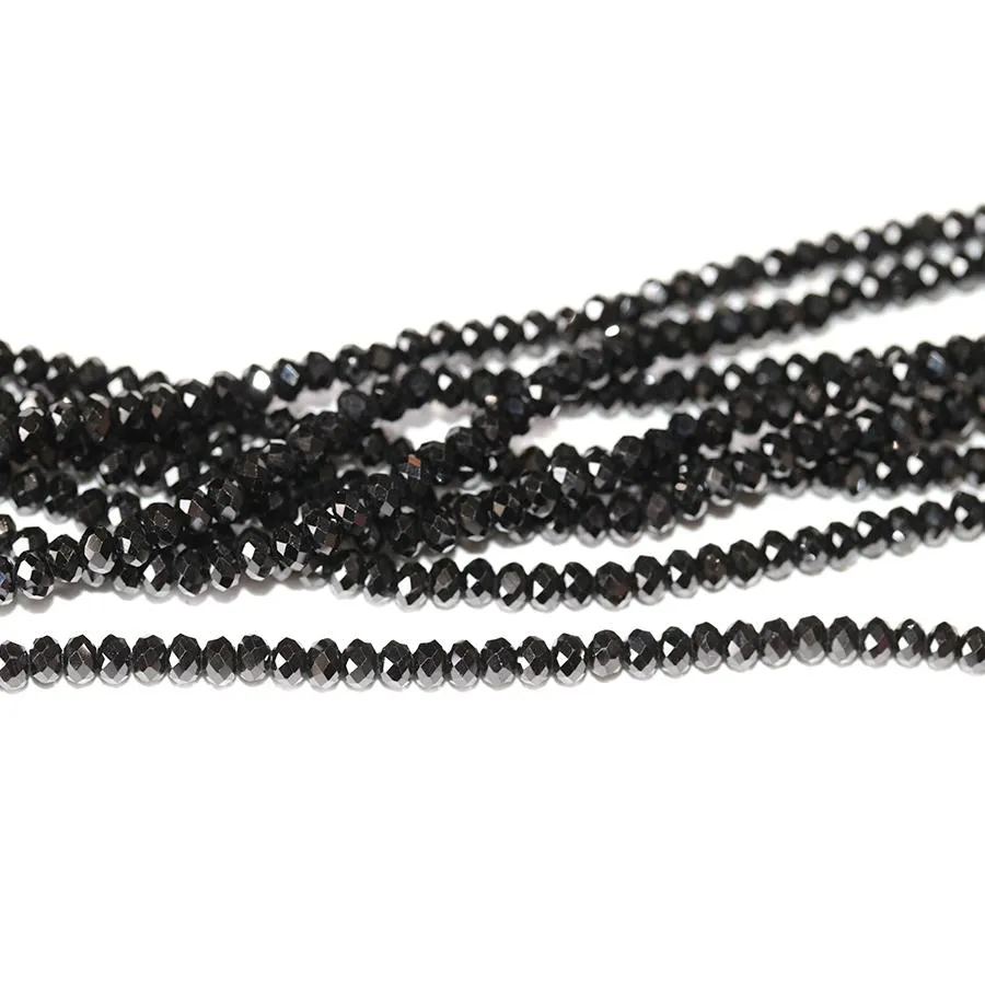 Black Spinel 3mm Diamond Faceted Rondelle - 15-16 Inch