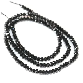 Black Spinel 3mm Diamond Faceted Rondelle - 15-16 Inch