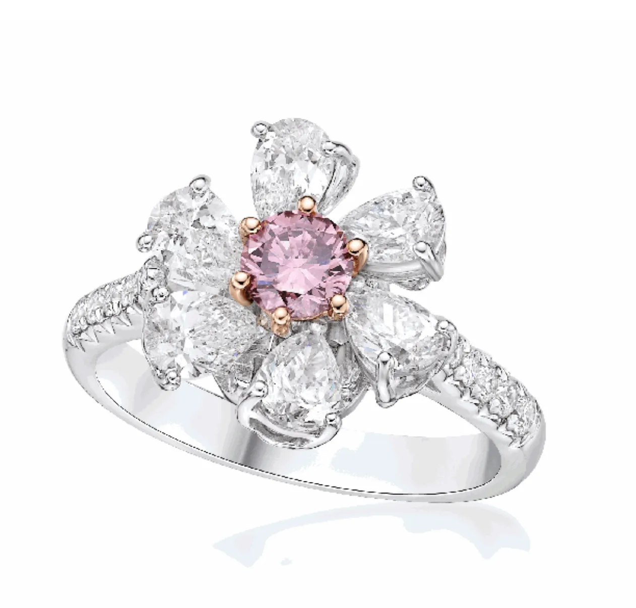 BLOOM 2 Carat Pear Shaped Petals Fancy Pink Diamond Engagement Ring GIA Certified X CT TY CL by Mike Nekta NYC