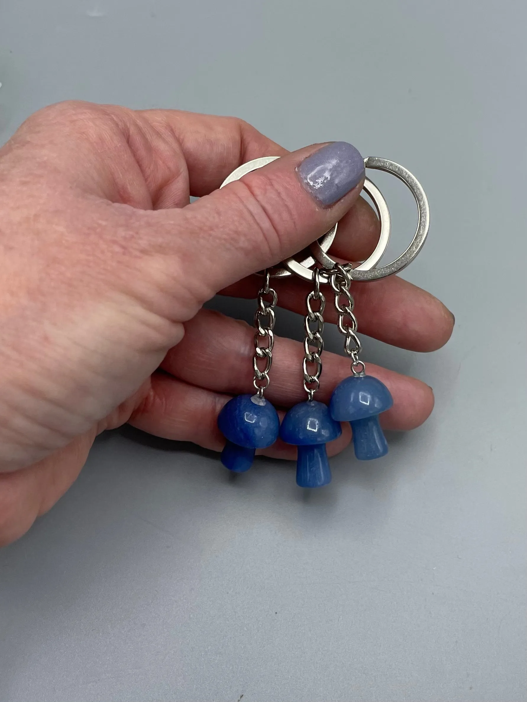 Blue Aventurine Mushroom Keychain