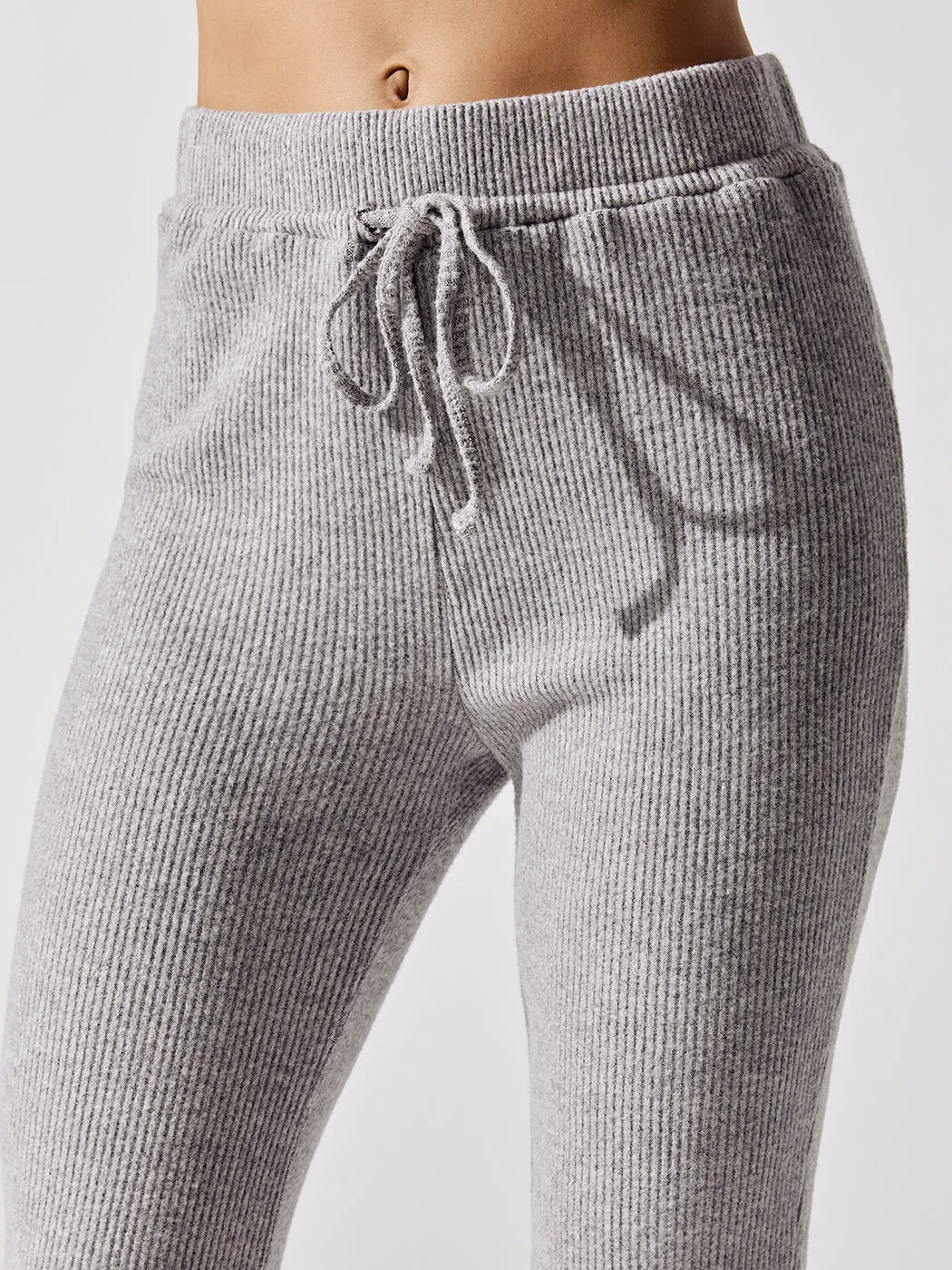 Brushed Ribbed Slim Jogger - Heather Grey