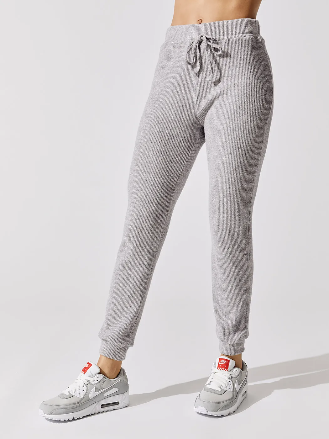 Brushed Ribbed Slim Jogger - Heather Grey