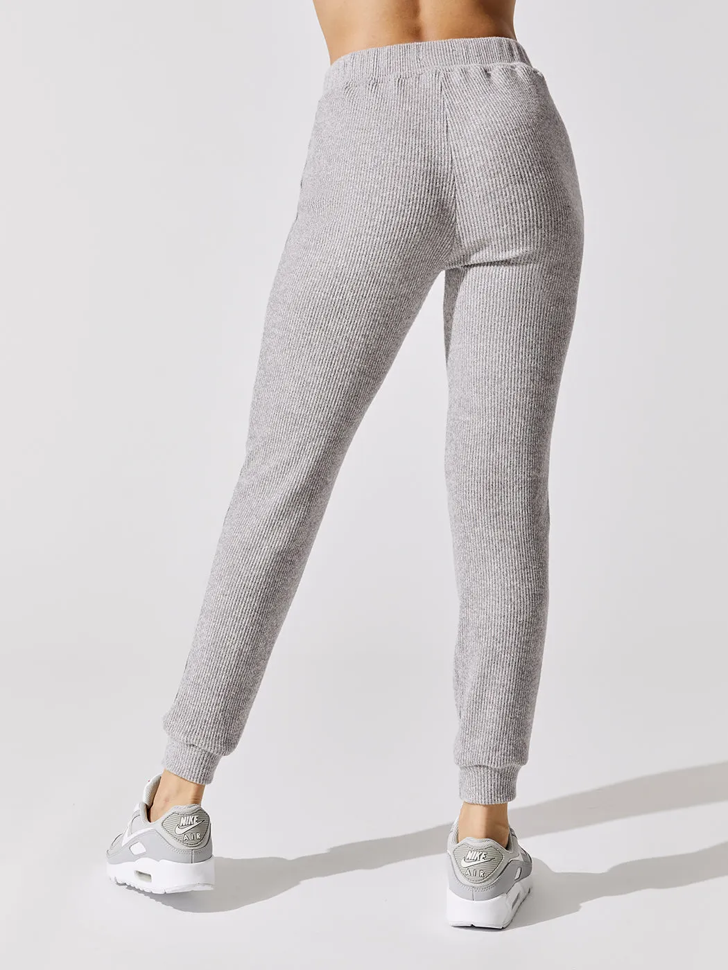 Brushed Ribbed Slim Jogger - Heather Grey