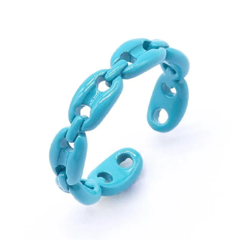 Chain Link Enamel Ring