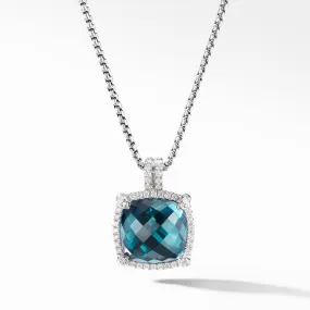 Chatelaine Pavé Bezel Pendant Necklace with Hampton Blue Topaz