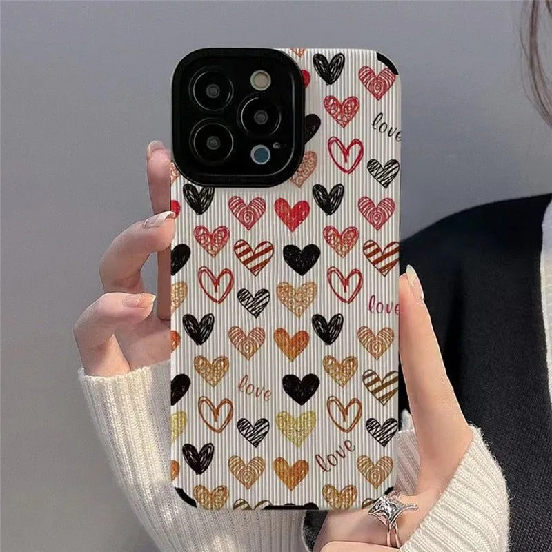 Colorful Heart Cute Phone Cases for iPhone 14, 13, 12, 11, Pro Max, 7, 8, 14 Plus, 13 Pro Max, X, XR, XS