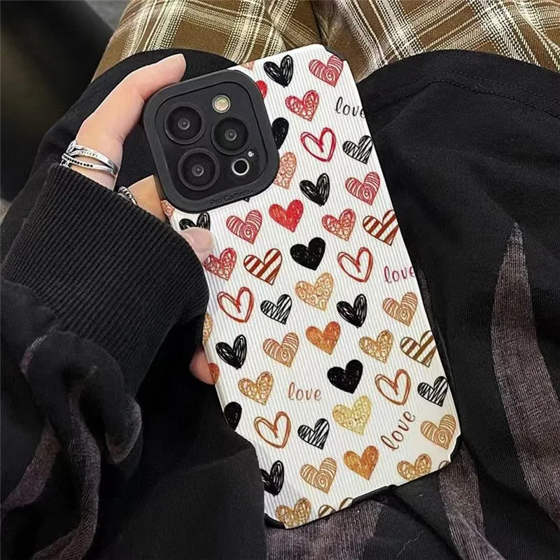 Colorful Heart Cute Phone Cases for iPhone 14, 13, 12, 11, Pro Max, 7, 8, 14 Plus, 13 Pro Max, X, XR, XS