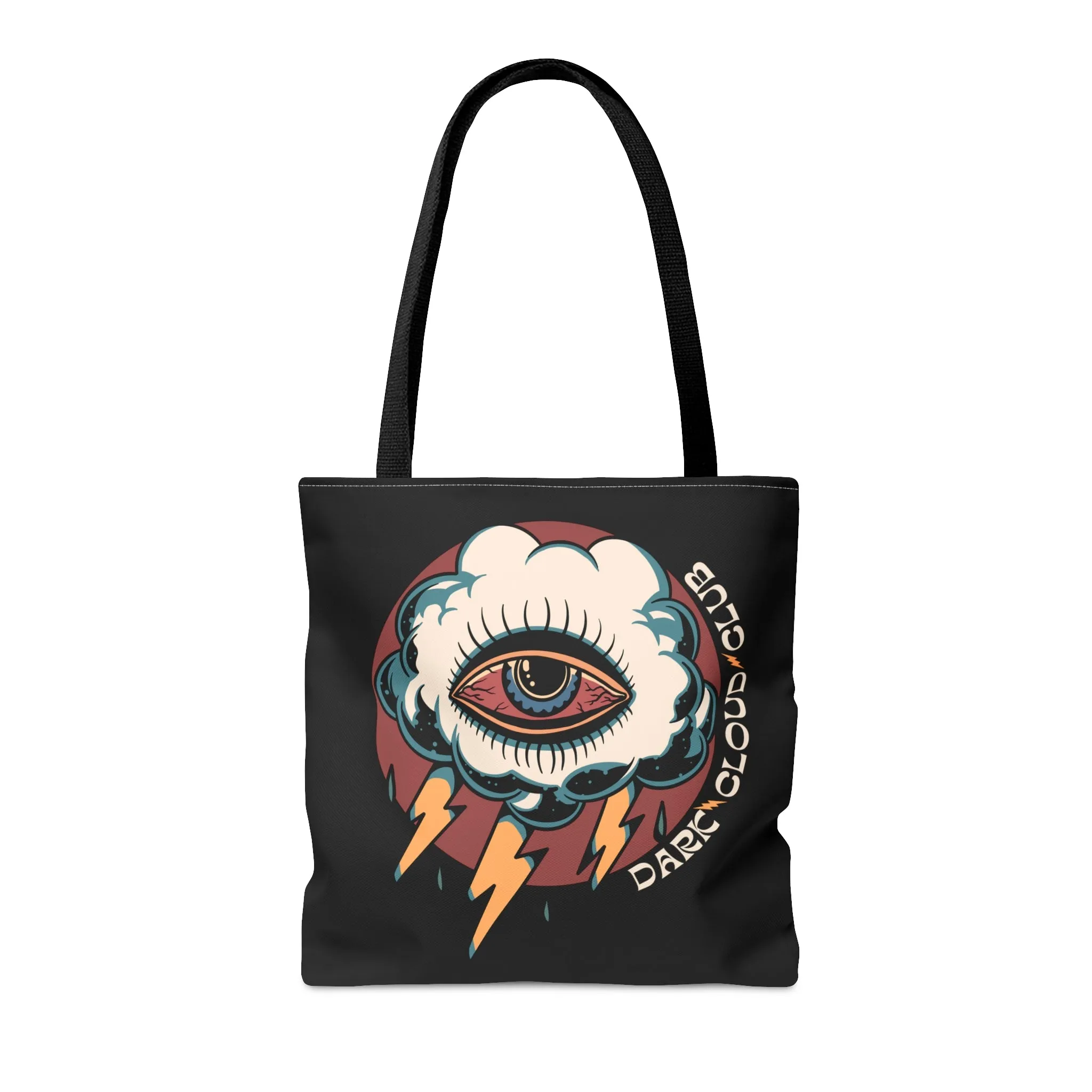 Copy of Dark Cloud Umbrella Lightning Tattoo Tote Bag in Black / Vintage American Old School Traditional Tattoo Flash  / Punk Rock Beach Shopping