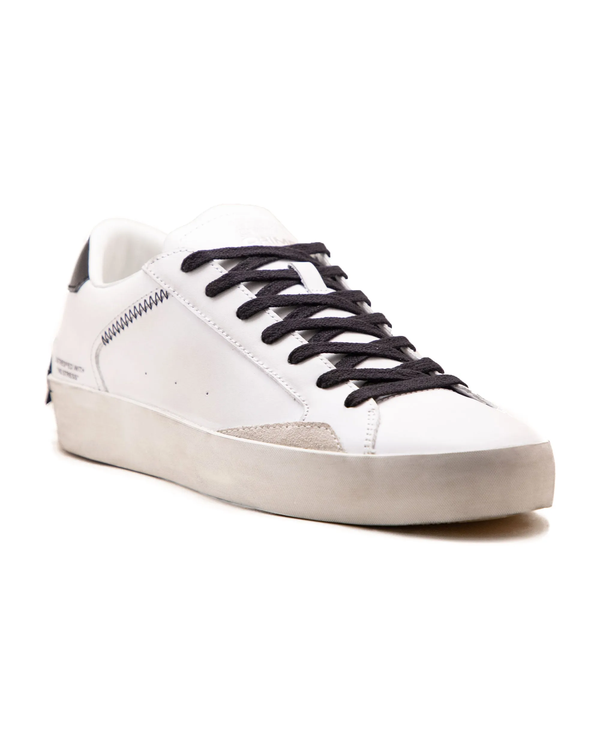 Crime London Low Top Distressed Bianco Nero