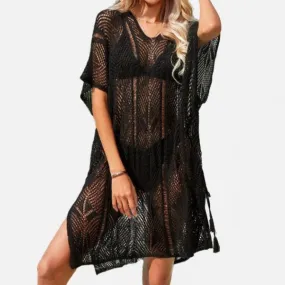 Crochet Swimsuit cover up Black