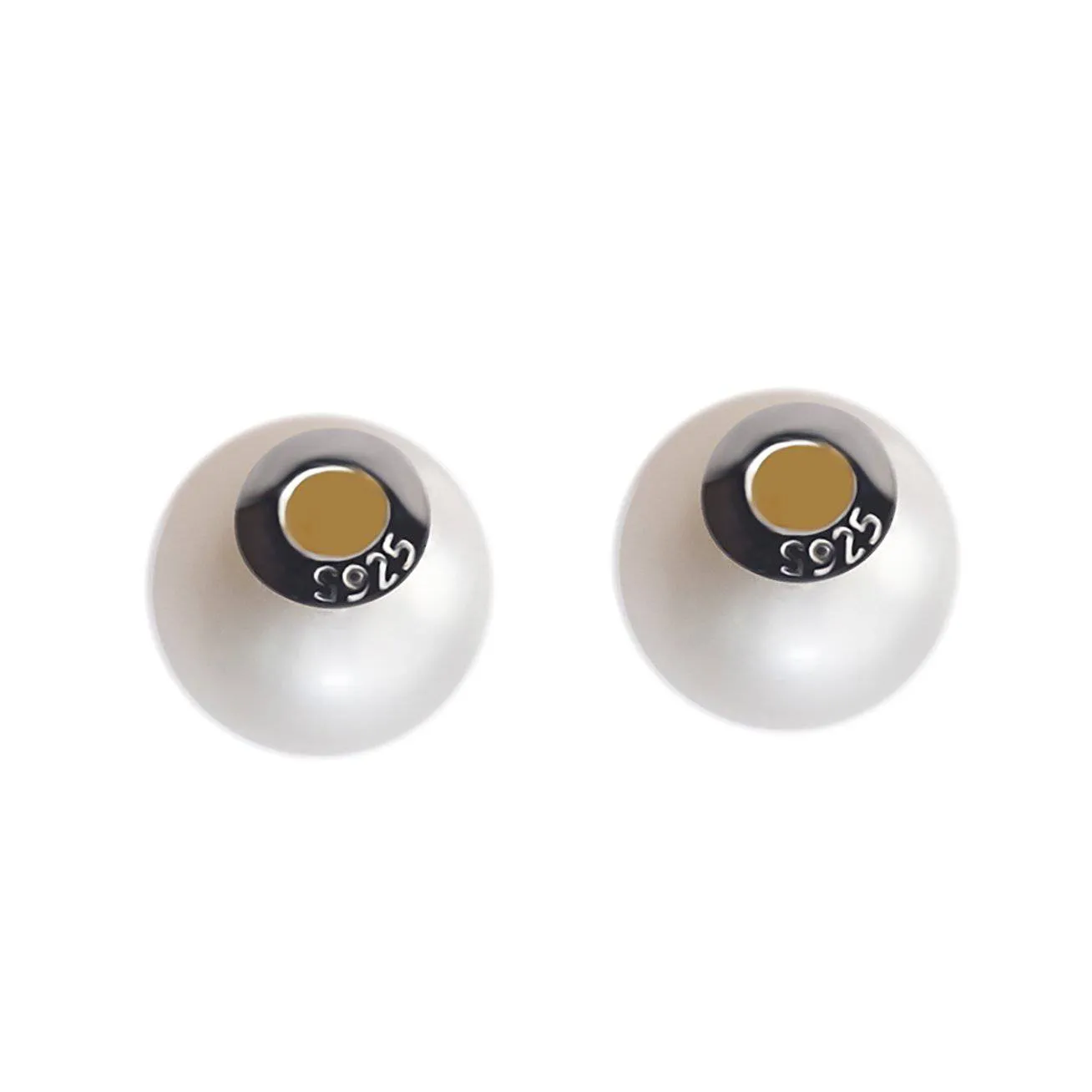 Customization Freshwater White Round Pearl Earrings Stud WA00017