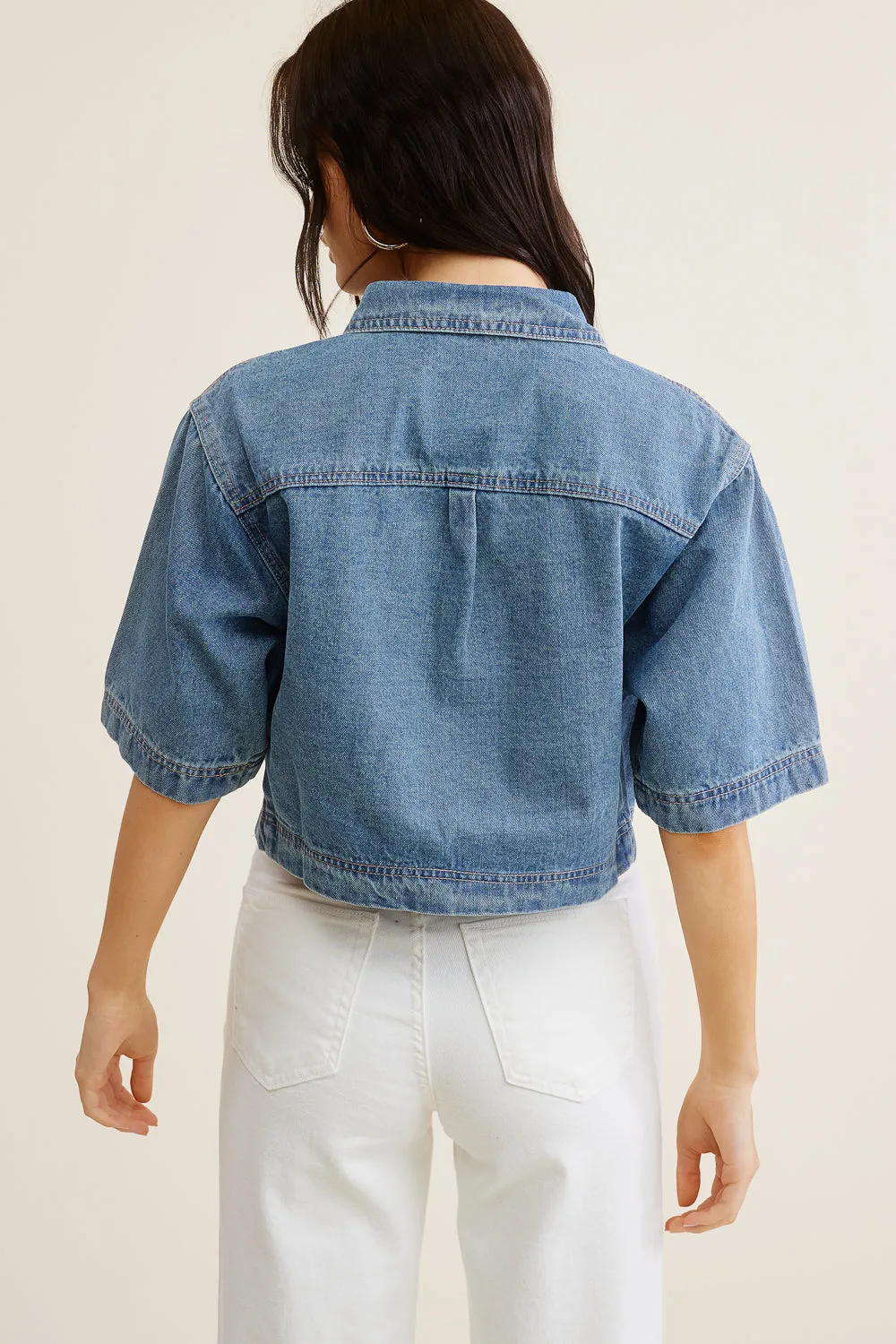 Denim Short Sleeve Top