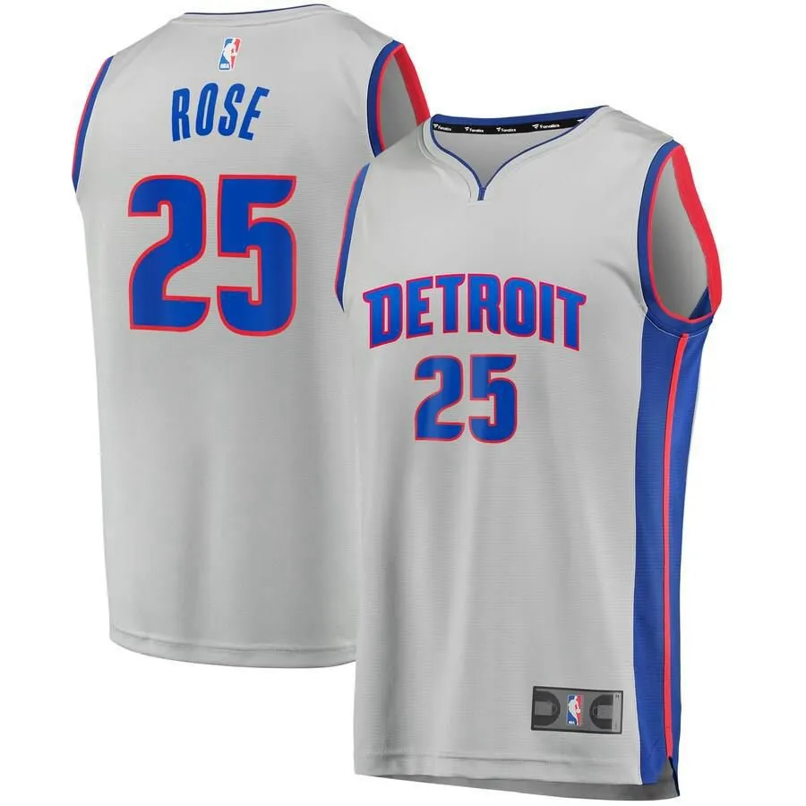 Detroit Pistons Derrick Rose Fanatics Branded Replica Fast Break Player Statement Jersey Kids - Grey | Ireland S8352U2