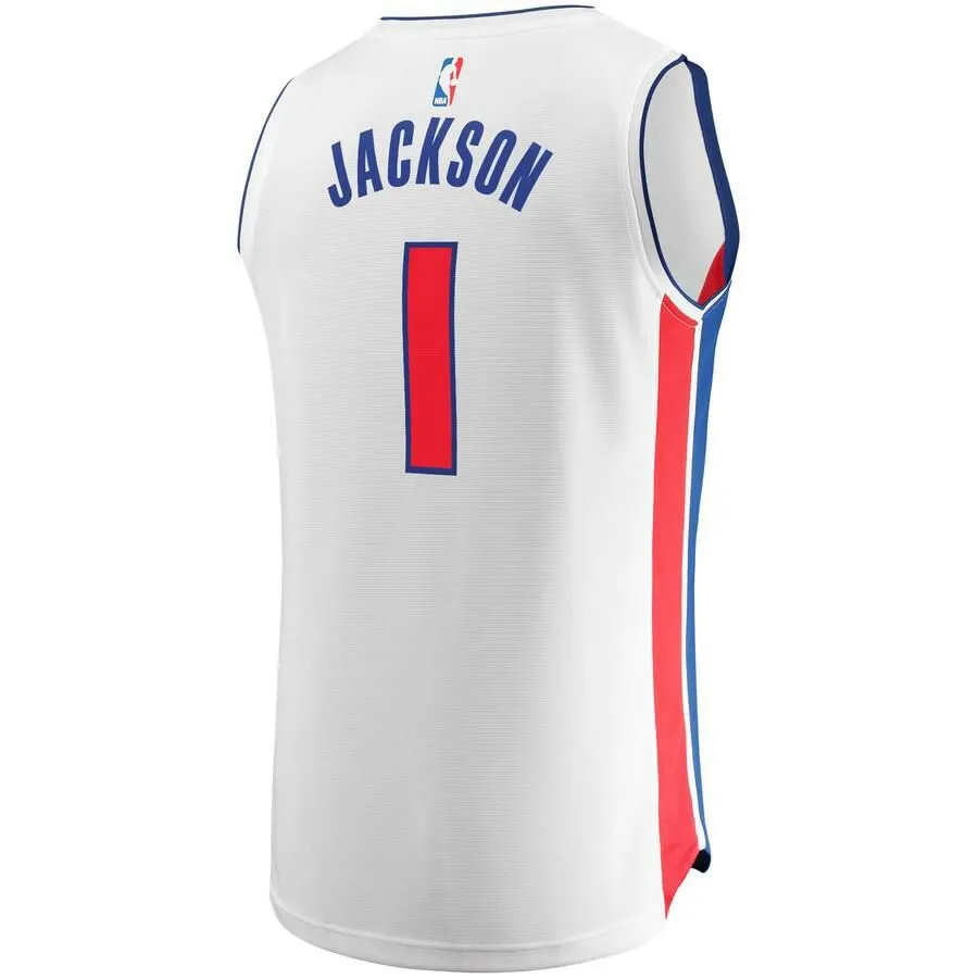 Detroit Pistons Reggie Jackson Fanatics Branded Replica Fast Break Player Association Jersey Kids - White | Ireland L1385F9