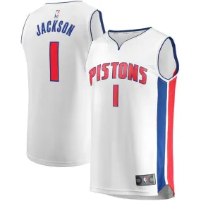 Detroit Pistons Reggie Jackson Fanatics Branded Replica Fast Break Player Association Jersey Kids - White | Ireland L1385F9