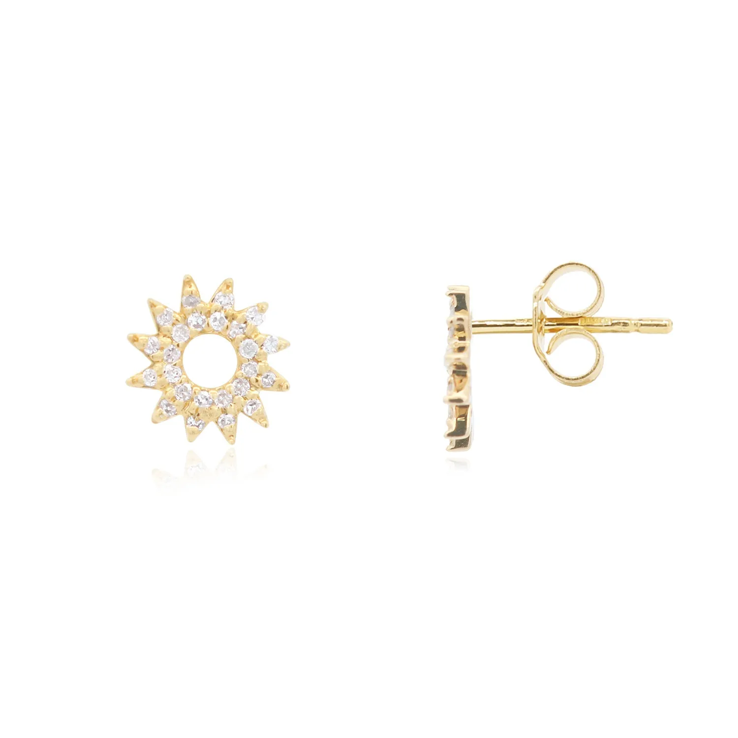 Diamond Sun Stud Earrings