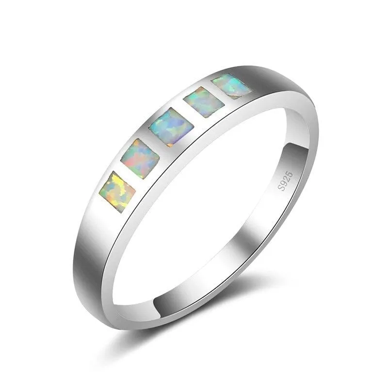 Elegance Colorful Fire Opal Ring - 925 Sterling Silver