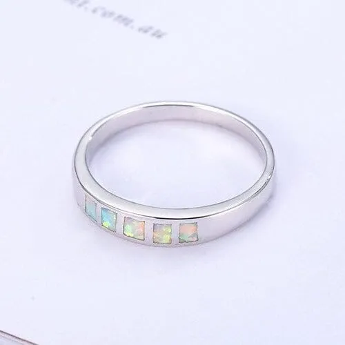 Elegance Colorful Fire Opal Ring - 925 Sterling Silver