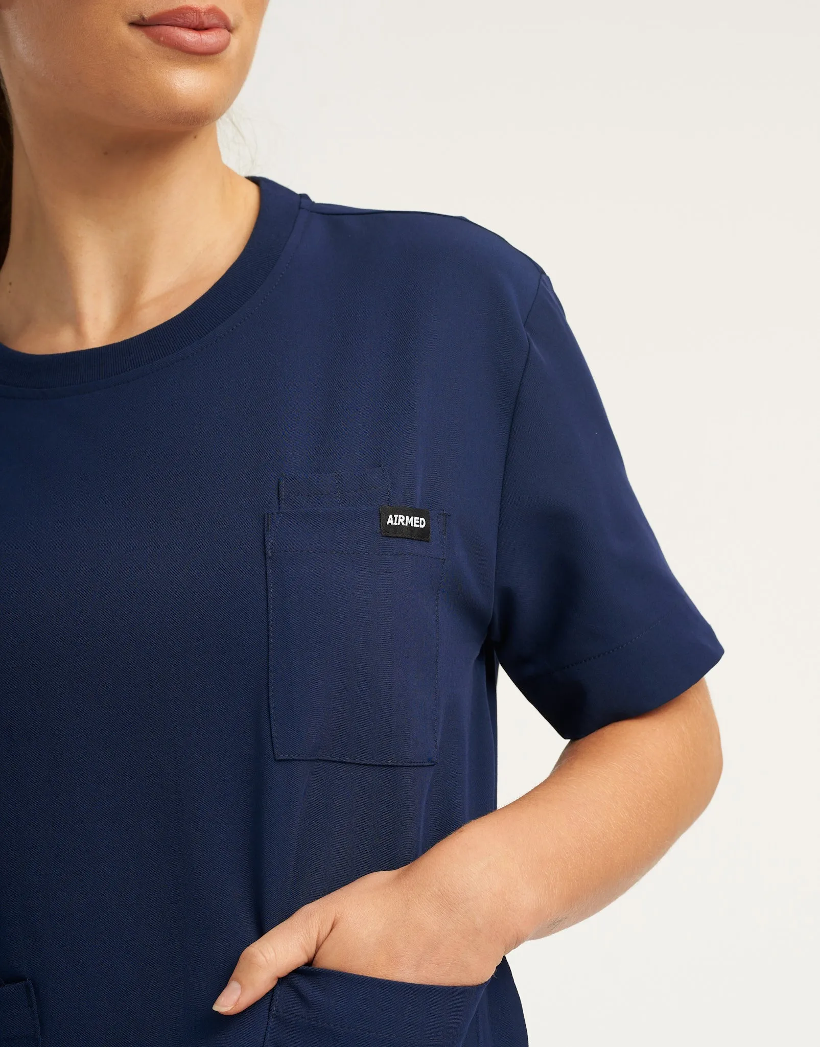 Essential Crewneck Scrub Top - True Navy