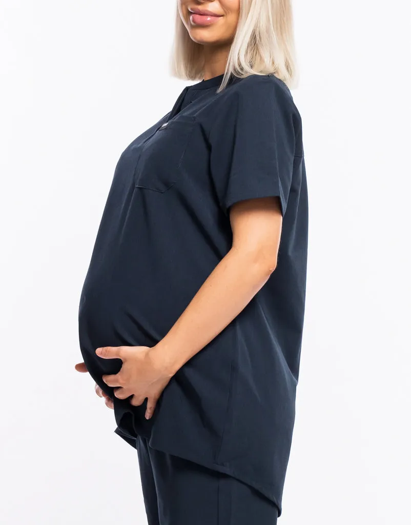 Essential Maternity Scrub Top - Midnight Navy