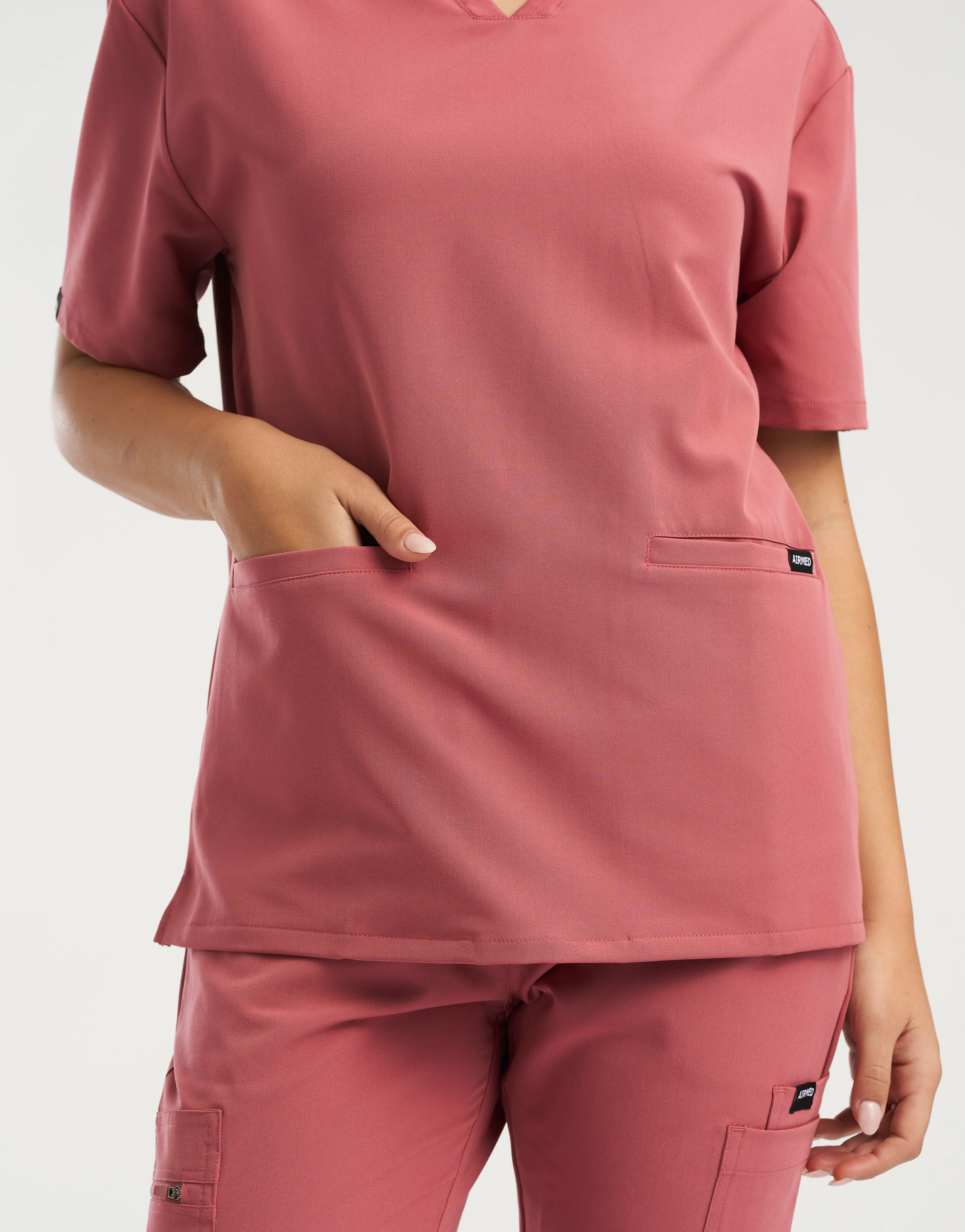 Essential V Neck Scrub Top - Mauvewood