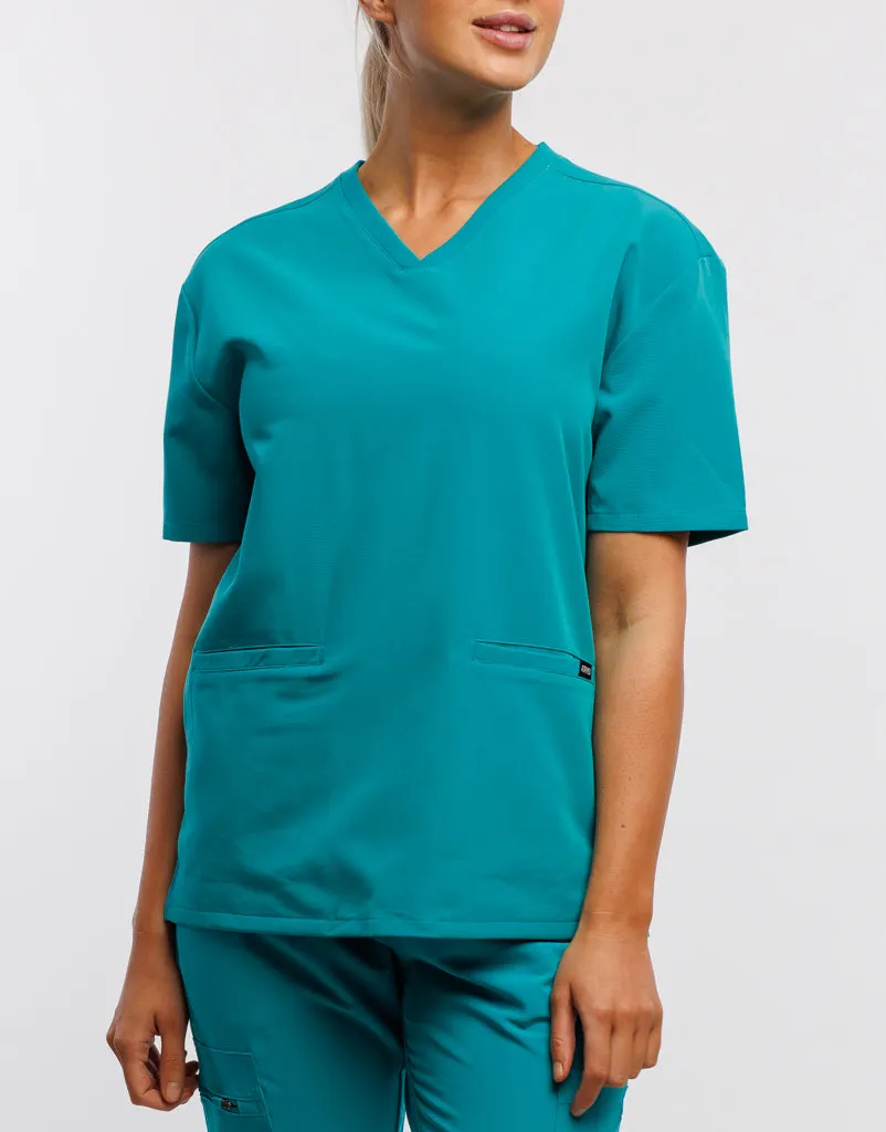 Essential V Neck Scrub Top - Sydney Teal